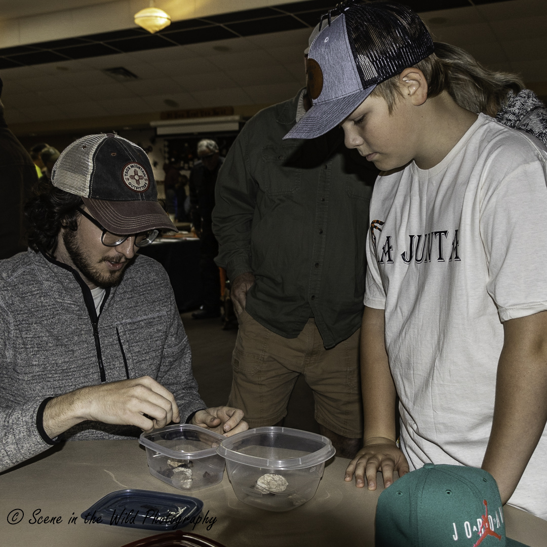 Dallas talks to a young tarantula enthusiast at last year's Tarantula Fest